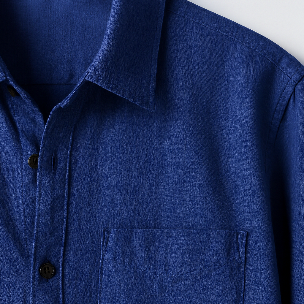 A long-sleeve button-up shirt with a classic collar and a single chest pocket.